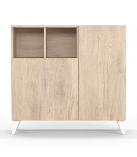 Zapatero 12 a 14 pares melamina imitación roble natural patas blancas mdmhogar