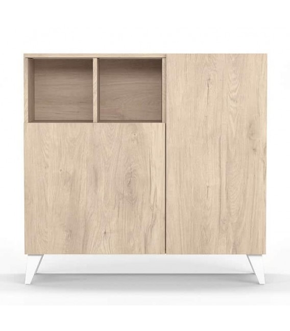 Zapatero 12 a 14 pares melamina imitación roble natural patas blancas mdmhogar