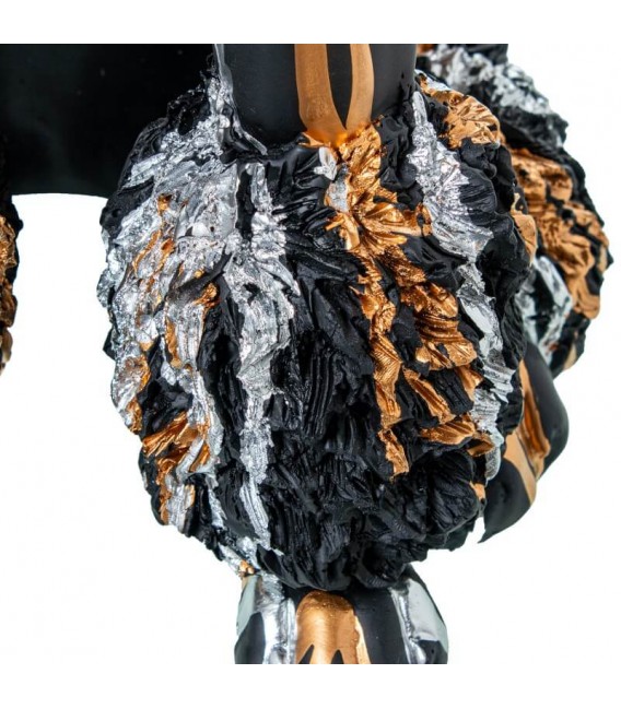 Mesita auxiliar original figura perro negro dorado blanco y cristal. mdmhogar