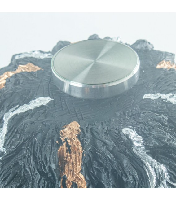 Mesita auxiliar original figura perro negro dorado blanco y cristal. mdmhogar