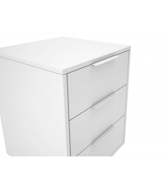 Mesita de noche estilo nórdico lacado en color blanco y madera natural mdmhogar