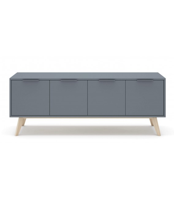 Mueble de Tv mediano nórdico lacado en color gris y madera natural mdmhogar