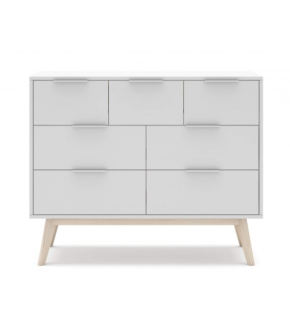 Cómoda grande estilo nórdico lacado en color blanco y madera natural  mdmhogar