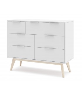 Cómoda grande estilo nórdico lacado en color blanco y madera natural  mdmhogar