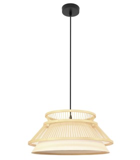 Lámpara de techo realizada en bambú y pergamino estilo oriental mdmhogar