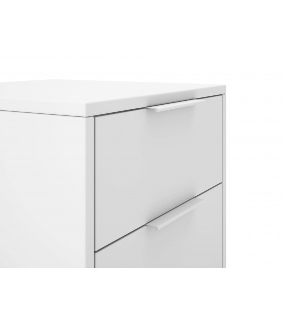 Mesita de noche pequeña lacada en color blanco y madera natural  mdmhogar