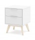 Mesita de noche pequeña lacada en color blanco y madera natural  mdmhogar