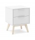 Mesita de noche pequeña lacada en color blanco y madera natural  mdmhogar