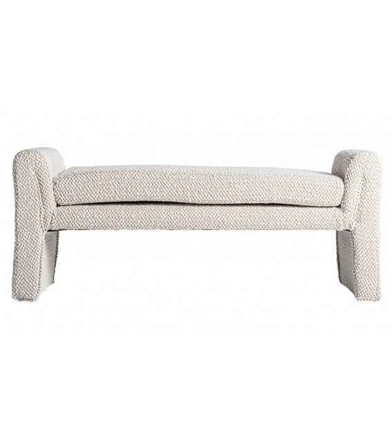 Banco pie de cama grande tela algodón boucle blanco roto mdmhogar