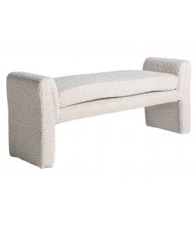 Banco pie de cama grande tela algodón boucle blanco roto mdmhogar