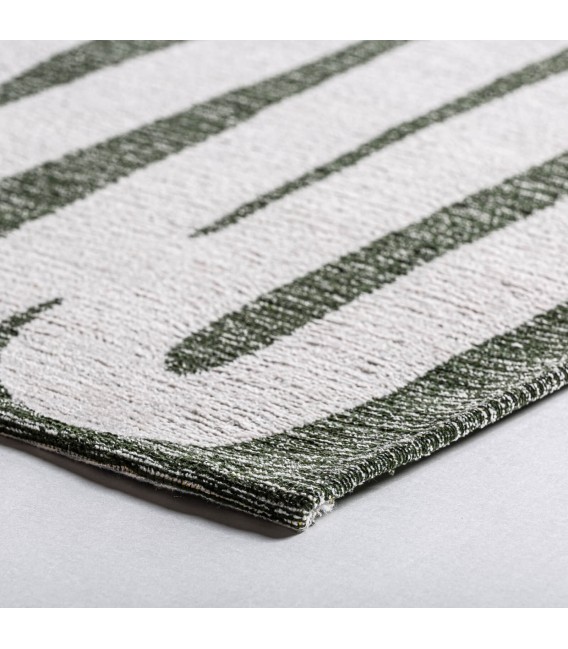 Alfombra rectangular grande en  tonos blancos y verdes mdmhogar