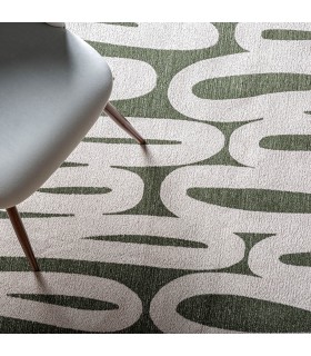 Alfombra rectangular grande en  tonos blancos y verdes mdmhogar