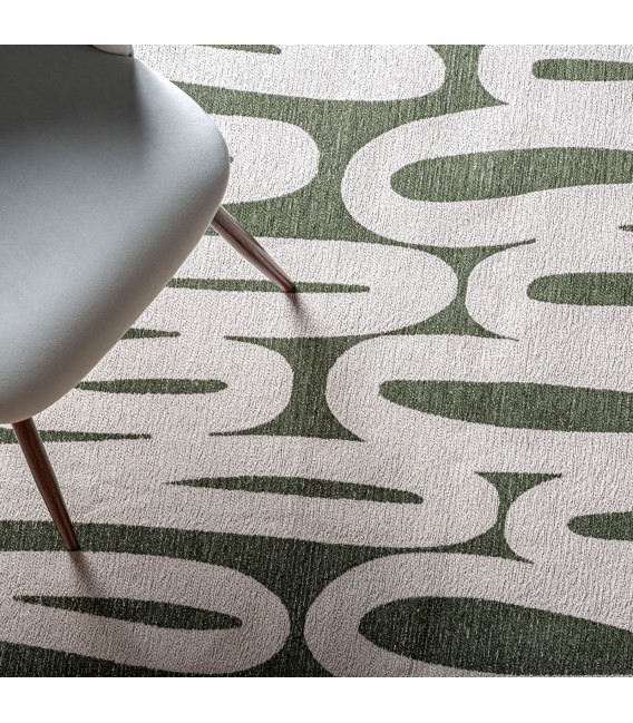 Alfombra rectangular grande en  tonos blancos y verdes mdmhogar