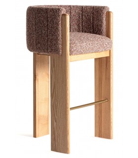 Taburete de barra muy cómodo roble tela boucle en tonos marrones mdmhogar
