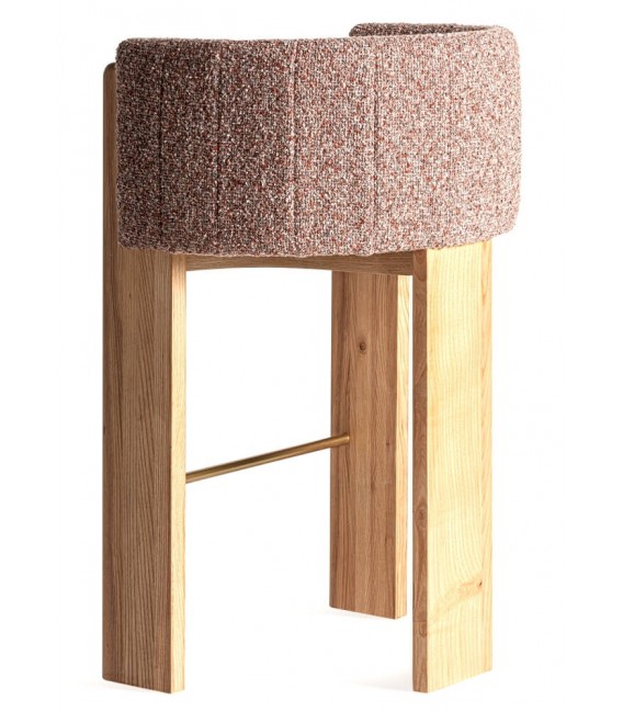 Taburete de barra muy cómodo roble tela boucle en tonos marrones mdmhogar