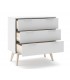 Cómoda pequeña blanca y madera natural con 3 cajones mdmhogar
