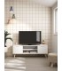 Mueble de TV de línea nórdica lacado color blanco y madera 2 puertas mdmhogar