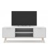 Mueble de TV de línea nórdica lacado color blanco y madera 2 puertas mdmhogar