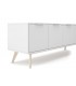 Mueble Tv mediano nórdico lacado blanco y madera natural 4 puertas mdmhogar