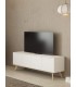 Mueble Tv mediano nórdico lacado blanco y madera natural 4 puertas mdmhogar