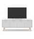 Mueble Tv mediano nórdico lacado blanco y madera natural 4 puertas mdmhogar