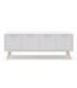 Mueble Tv mediano nórdico lacado blanco y madera natural 4 puertas mdmhogar