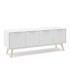 Mueble Tv mediano nórdico lacado blanco y madera natural 4 puertas mdmhogar