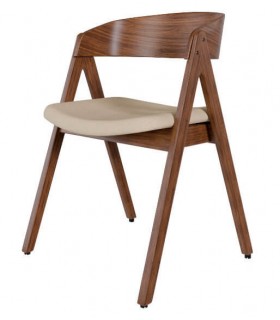 Silla con diseño moderno y de tendencia tapizada en tono beige mdmhogar
