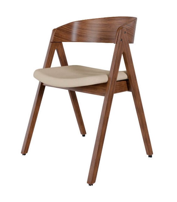 Silla con diseño moderno y de tendencia tapizada en tono beige mdmhogar