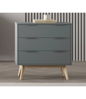 Cómoda pequeña con lacado en color gris con 3 cajones mdmhogar
