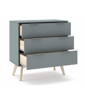 Cómoda pequeña con lacado en color gris con 3 cajones mdmhogar