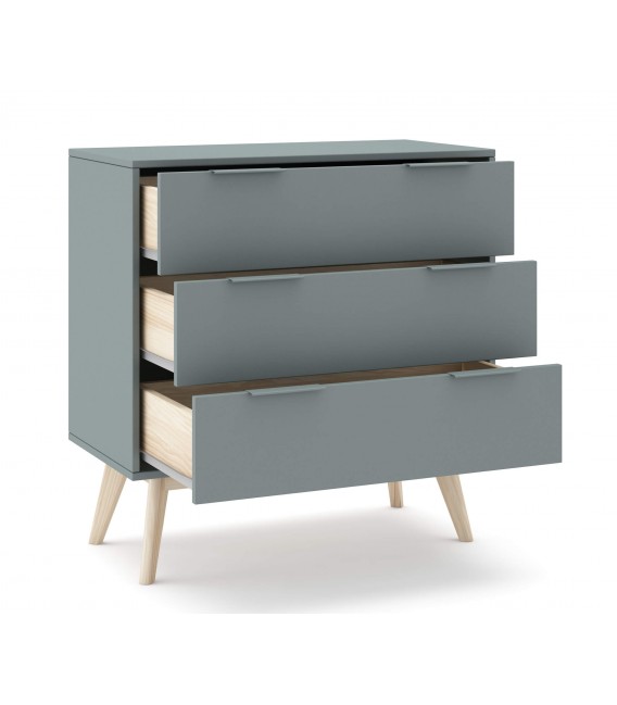 Cómoda pequeña con lacado en color gris con 3 cajones mdmhogar