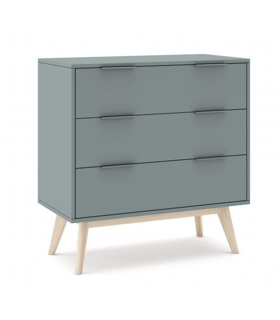 Cómoda pequeña con lacado en color gris con 3 cajones mdmhogar