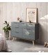 Cómoda mediana lacado en color gris y madera natural con 7 cajones  mdmhogar