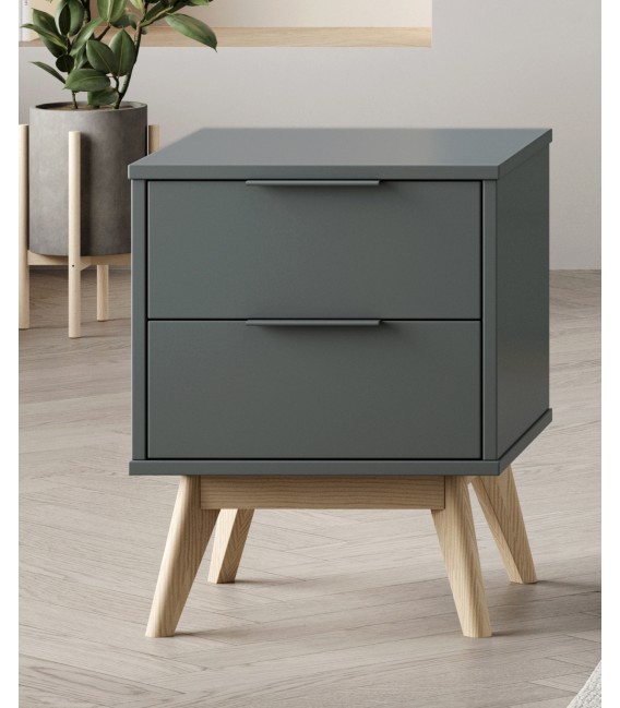 MESITA DE NOCHE PEQUEÑA 40 X 35 X 53 RELIS MADERA NATURAL Y GRIS