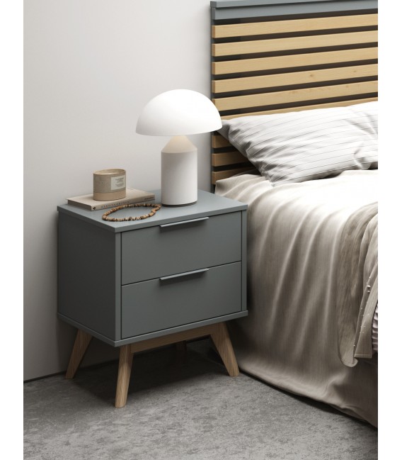 MESITA DE NOCHE PEQUEÑA 40 X 35 X 53 RELIS MADERA NATURAL Y GRIS