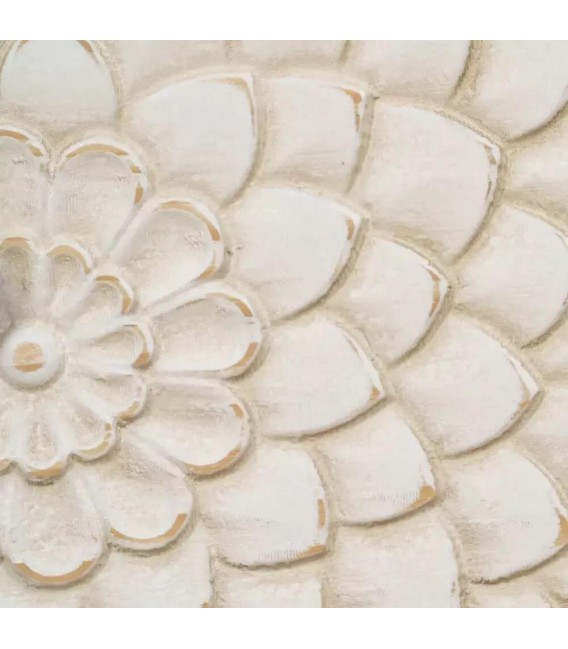 Mesita de noche pino color nogal cajones tallados color blanco rozado mdnhogar