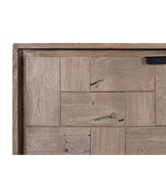 Aparador original madera natural piedra texturizada y metal negro mdmhogar