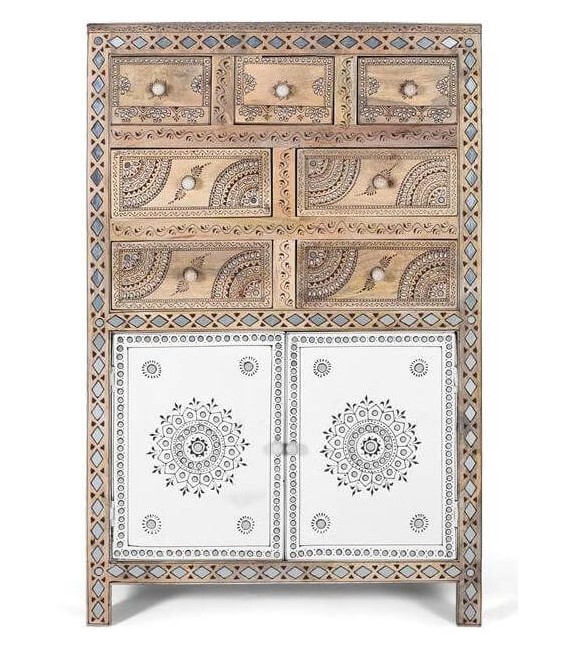 Sinfonier combinado madera maciza detalles pintados a mano mdmhogar