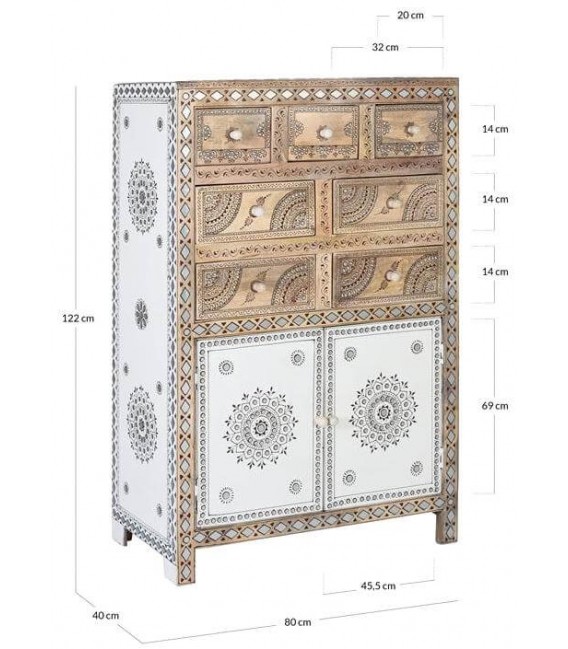 Sinfonier combinado madera maciza detalles pintados a mano mdmhogar