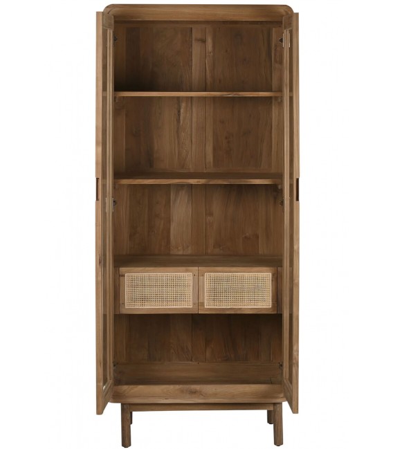 Vitrina realizada en madera de teca y ratán natural mdmhogar