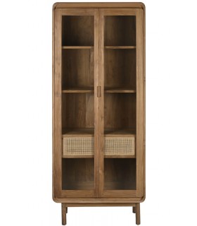 Vitrina realizada en madera de teca y ratán natural mdmhogar