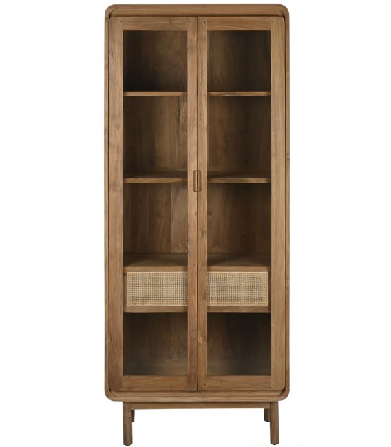 Vitrina realizada en madera de teca y ratán natural mdmhogar