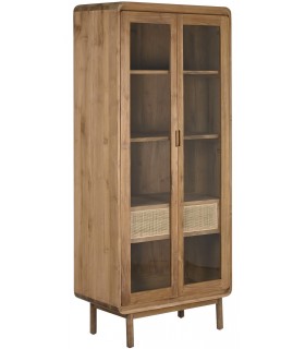 Vitrina realizada en madera de teca y ratán natural mdmhogar