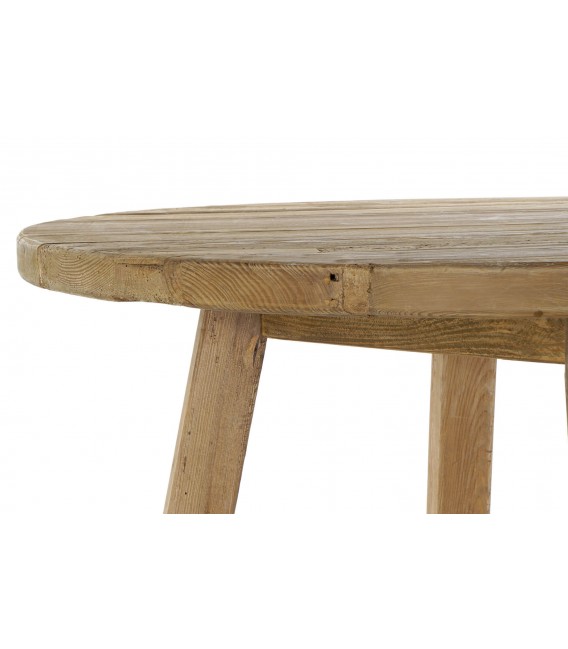 Mesa de comedor redonda madera de pino reciclada tratada natural mdmhogar