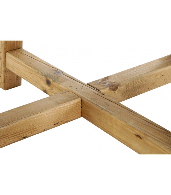 Mesa de comedor redonda madera de pino reciclada tratada natural mdmhogar