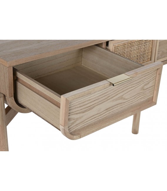 Consola de entrada 3 cajones madera de abeto y ratán natural. mdmhogar