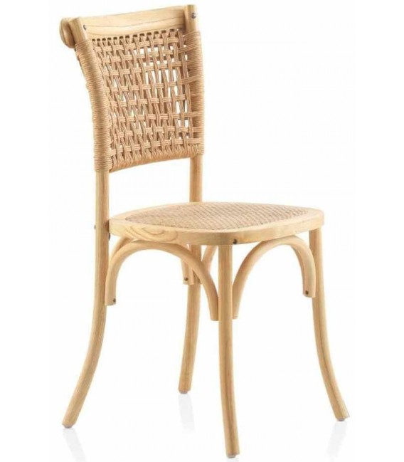 Silla cómoda madera de olmo natural yute trenzado acabado natural. mdmhogar