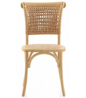 Silla cómoda madera de olmo natural yute trenzado acabado natural. mdmhogar