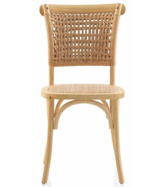 Silla cómoda madera de olmo natural yute trenzado acabado natural. mdmhogar